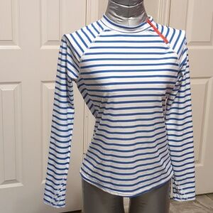 CABANA LIFE Royal Blue Stripe/ Long Sleeve/Zipper Rashguard Shirt